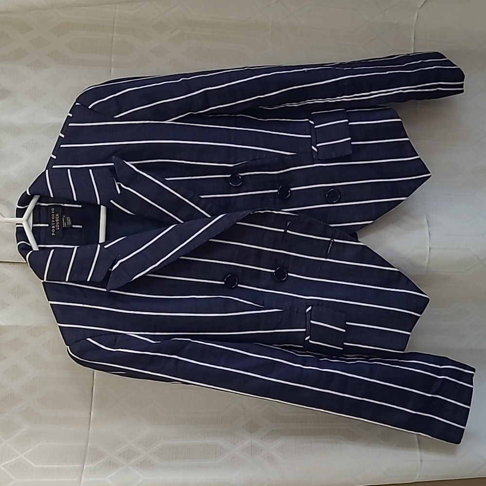 Portfolio Louben Navy Blue Striped Blazer Size 4